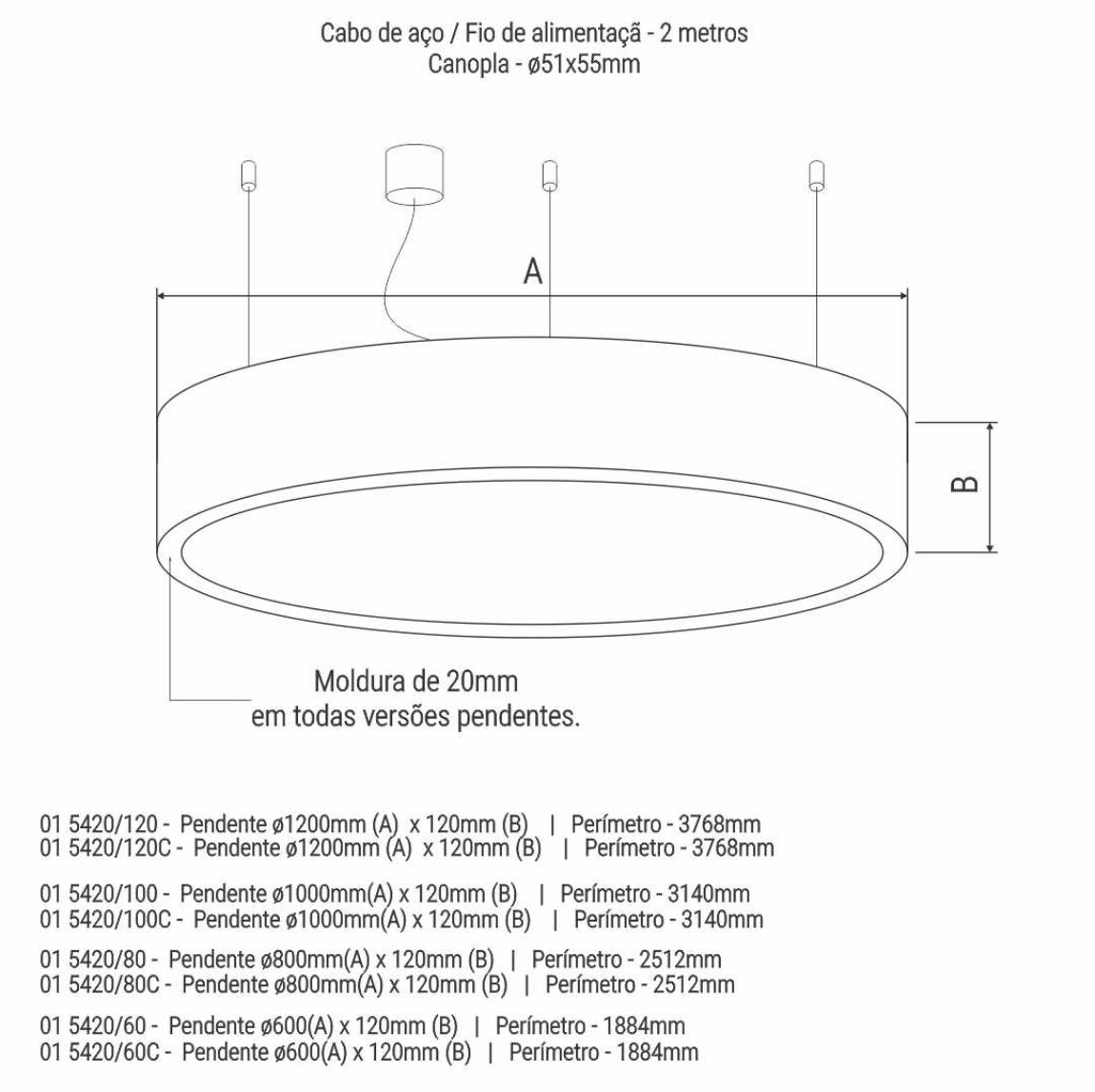 Pendente Lagoon 60 80 100 120 DT