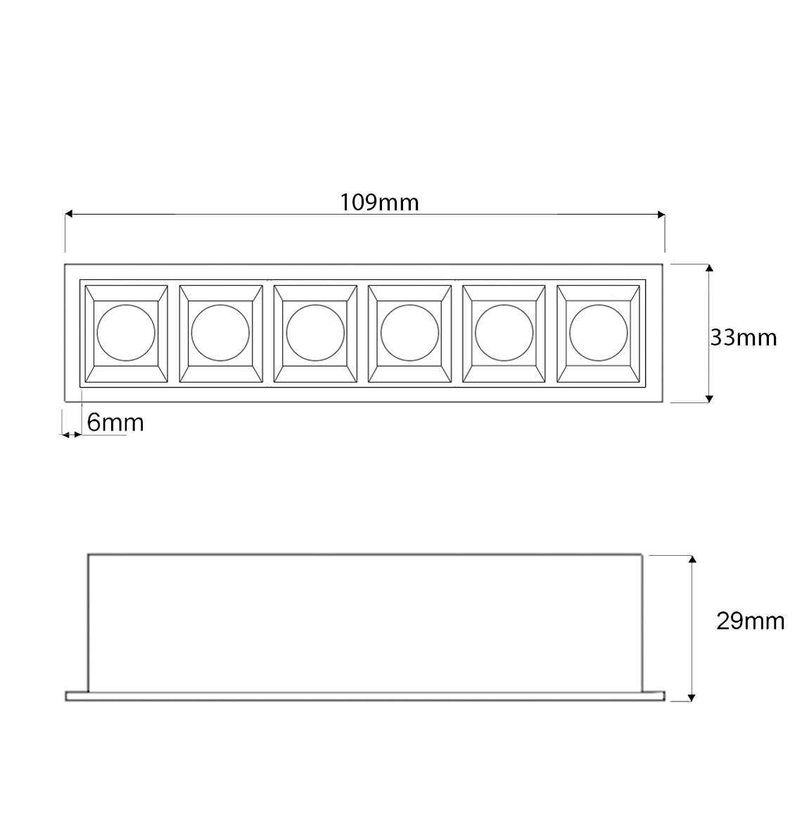 Micro High Quadrado Moldura 6 foco