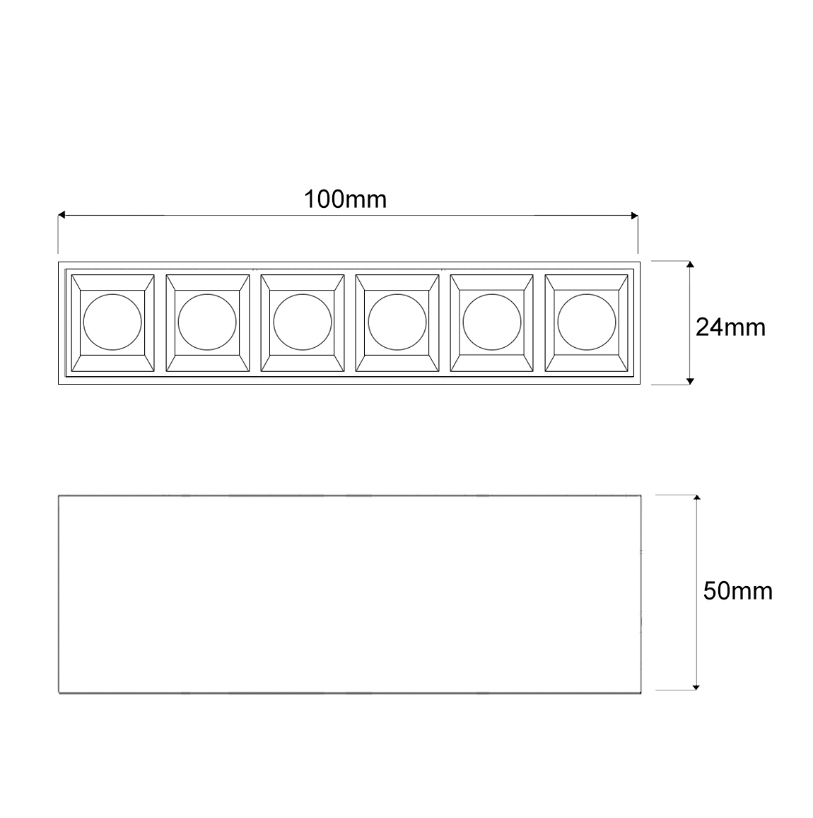 Micro High Quadrado Plafon 6 foco