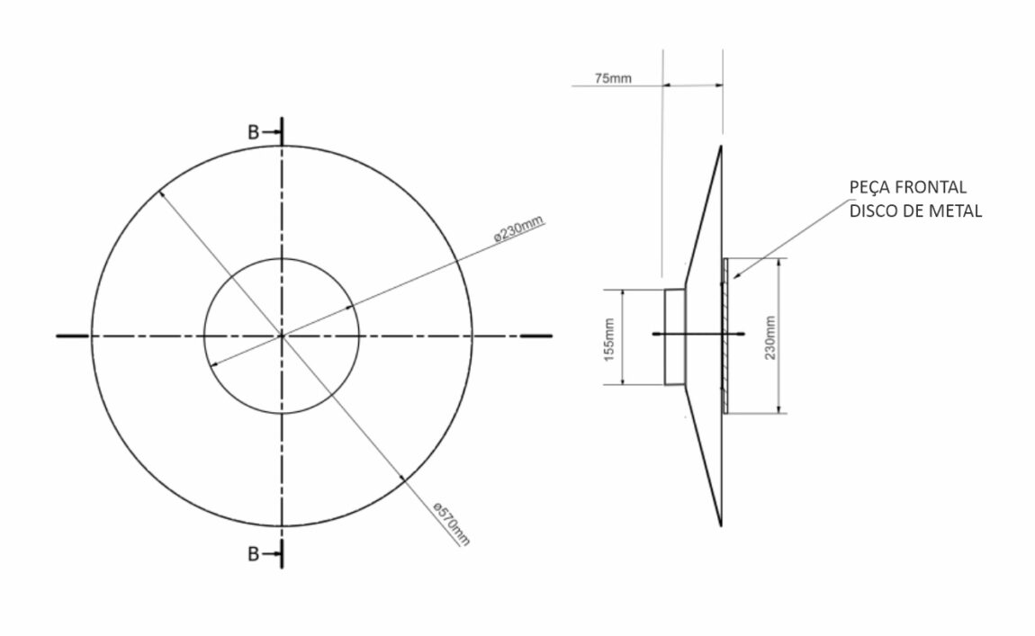 ARANDELA ALUREA INDIRETA – DESENHO TÉCNICO